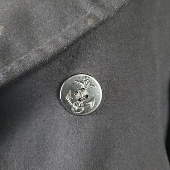 Vintage US Navy Pea Coat Mens 38 Black Wool Kersey 60s USA Military Issue Sailor - Picture 5 of 11